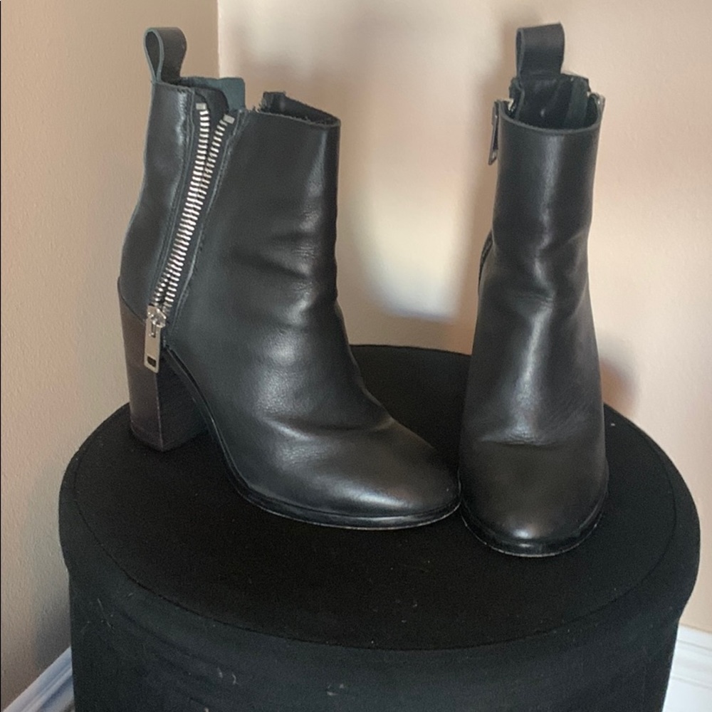 Diesel black leather booties